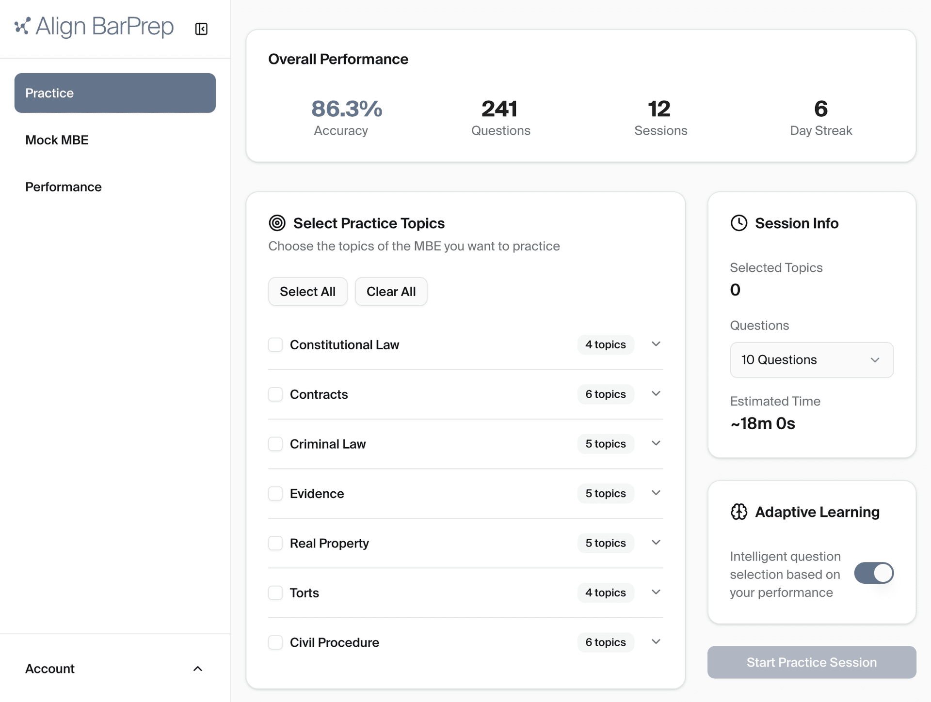 Align BarPrep Platform Screenshot